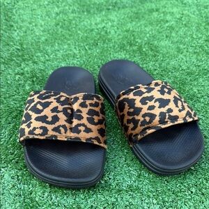 Vans Black and Leopard Slide Sandals